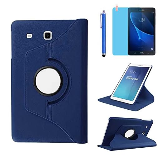 Case for Samsung Galaxy Tab E 8.0 inch 2016 Tablet (SM-T375 T377 T378),360 Degree Rotating Stand Case Full Protective Cover,with Stylus Pen,Screen Film (Deep Blue)