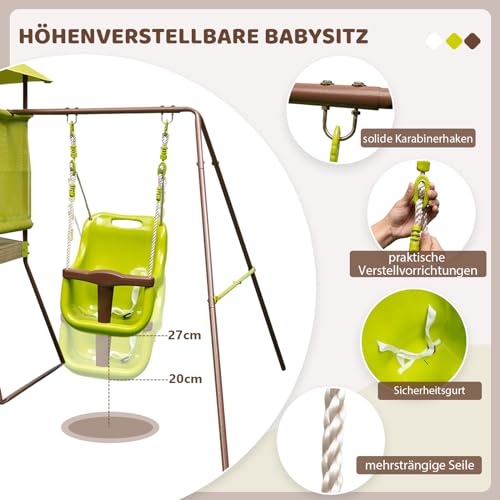COSTWAY Spielturm, Klettergerüst mit Schaukel, Rutsche und Leiter, Outdoor Kinder Kletterturm, Kinderspielplatz für Garten