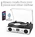 VinylsLink Record Player with Built-in Speakers, Belt-Driven Turntable Support 3-Speed, FM Radio and Bluetooth Receiving, RCA Line Out & AUX in, USB Recording and Auto Stop, Silver Black