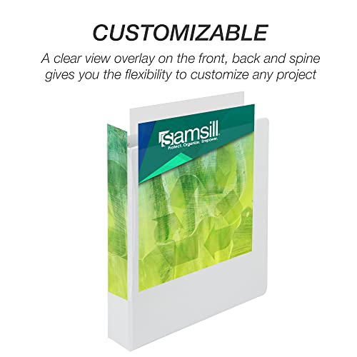Image of Samsill Plant-Based 1.5 Inch Durable Round Ring, View Binder, Eco-Friendly, USDA Certified Biobased, 4 Pack, White