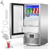2 in 1 Ice Maker & Beverage Fridge 120lbs/24H, 30lbs Storage...