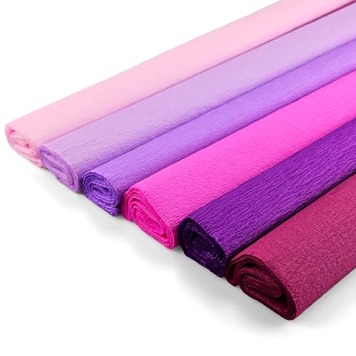 Netuno 6 Rollen Krepppapier Violett-Rosa Mix 200 x 50 cm buntes Bastelpapier für Dekoration Geschenkverpackung kreative Projekte Deko Papier farbig Papierrollen Bastelkrepp Floristenkrepp crepe paper