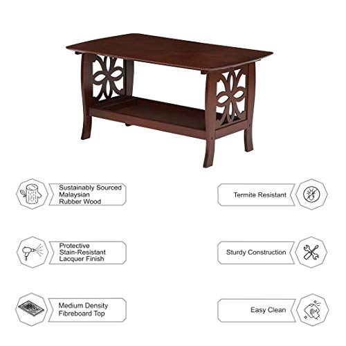 Image of Woodness Odron Solid Wood Coffee Table (Mahogany Finish, Brown)