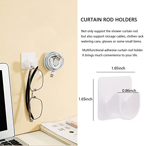Resdenio Adhesive Shower Curtain Rod Holder - 2 Pack Curtain Rod Bracket No Drilling, Multifunction U Shape Abs Plastic Shower Rod Retainer For Bathroom Bedroom (Shower Curtain Rod Not Included) #TOP5
