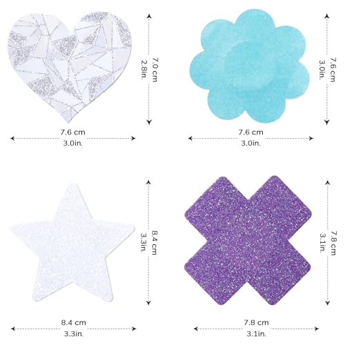 Image of Glitters Pasties Rave Pack Nipple Covers Stickers Disposable Sticky Breast Petals Bra Set for Women Rave Outfit Party