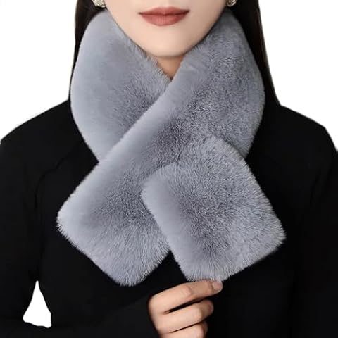 BUWHIN Womens Fur Collar Scarf, Faux Fur Scarves for Women, Neck Shrug for Spring Fall Winter Super Soft Cozy Cover