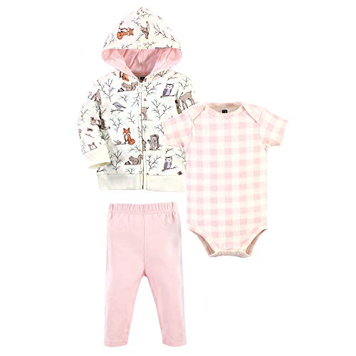 Hudson Baby Unisex Baby Cotton Hoodie, Bodysuit or Tee Top and Pant Set, ENCHANTED FOREST BABY, 9-12 Months