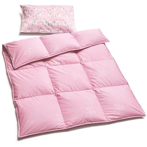 ZPECC Toddler Comforter - Duvet | Kids Goose Down Quilt, All Season Blanket Cover for Child Bed, Stroller, Travel, Boys and Girls (41x48, Pink) Cover