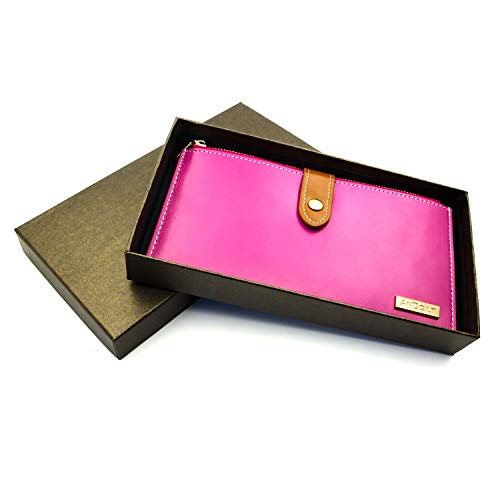 ANDOILT Women's Genuine Leather Wallet RFID Blocking Credit Card Holder Zipper Purse Cell Phone Handbag - Image 7