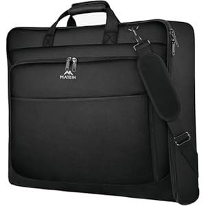 MATEIN Suit Carrier for Men, Travel Garment Bags with Strap for Business, Travel Suit Bag for Men Women, Waterproof Wrinkle Free Garment Covers (BLACK)