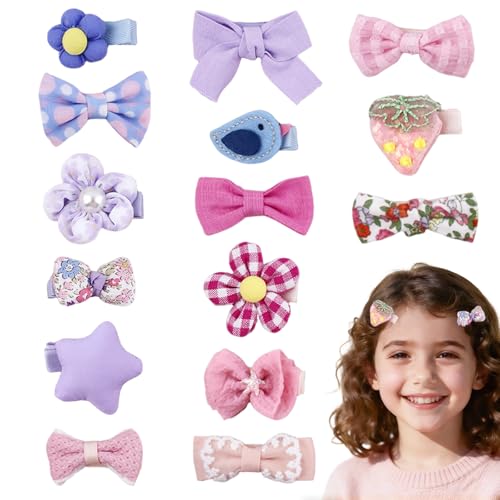 15 piezas pinzas para cabello bebé niña rosa y púrpura miniatura 1