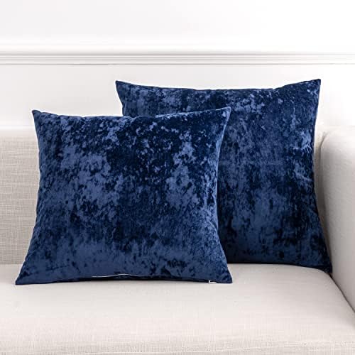 Amazon Brand - Umi Set of 2 Crushed Velvet Cushion Covers 45 x 45cm, Luxurious Crushed Velvet Cushion Covers 18x18 Inch, Decorative Square Throw Pillow Cases for Seat, Sofa and Bed, Teal Green