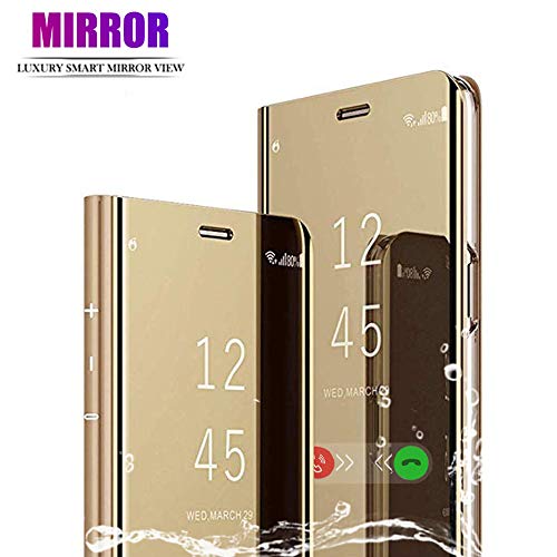 DAYNEW Funda para Samsung Galaxy J4 Plus,Samsung Galaxy J4 Plus Funda Desmontable Ultra-Delgado,360 u00b0Protection Inteligente Espejo tirón del Caso Cáscara para Samsung Galaxy J4 Plus-Oro