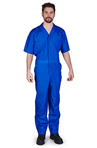 M&M Scrubs Overall Workwear Men Short Sleeve Coveralls L Royal Blue #TOP18