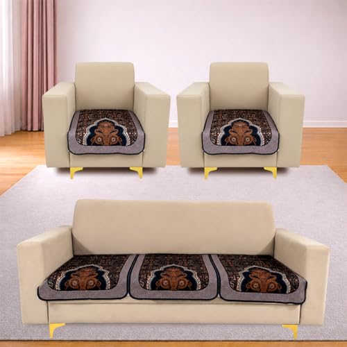 Image of Homerz Premium 'Maharaja Paradise Series' Sofa Cover | Net Fabric Sofa Cover | Washable, Anti-Dust Backed & Wrinkle Resistant Cover (Sheesh Mahal, 5 (3+1+1) Seater, Only Seat Cover)