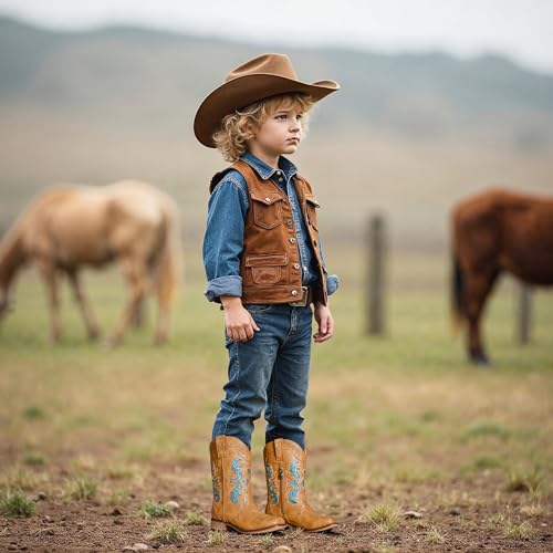 Kids Cowgirl Boots for Girls Western Square Toe Girls Sparkle Boots Zipper Mid Calf Low Heel Horse Riding for Toddler Little Big Kids2