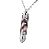 BY Bullet American Flag Cremation Ashes Urn Necklace Memorial Pendant Stainless Steel Waterproof Jewelry