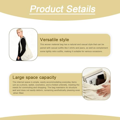 Crochet Tote Bag Knitted Beach Bag Handbags Retro Holiday Bags for Women Travel Shopping Vacation Beach Daily Work - Image 4