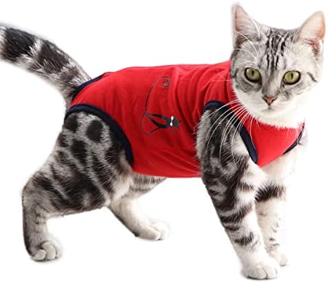 ZIMAOSHAN Cat Recovery Suit After Surgery,Anti-licking Wound Kitten Surgical Recovery Suits After Spay,Alternative E-collar Cat Casual Clothing Medium