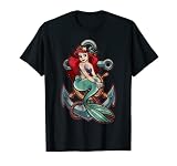 16PRIN066WK Disney Little Mermaid Tattoo Anchor Pose Camiseta