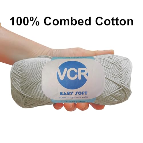 Image of VCR 4Ply Bright White Yarn, 100 Grams Hank, 320 Meters Length, Cotton Combed Ball for Crochet and Knitting, Soft Crosia Threads, Pack of 1 Yarn, Suitable for DIY Crafts