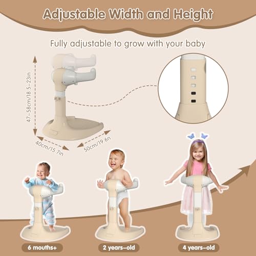 Image of Foldable Baby Shower Stand Support, Adjustable Baby Bath Stand, No Assembly Toddler Bathtub Standing, Anti-Slip Soporte para Banera de Bebe, Toddler Standing Up Shower Support for Babies (Khaki)