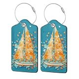 Gepäckanhänger mit Obst-Segelboot, langlebig, mit sicherem Edelstahlring und Adresskarte, perfekt für Reisetaschen, Koffer und Gepäckzubehör, 4 Stück