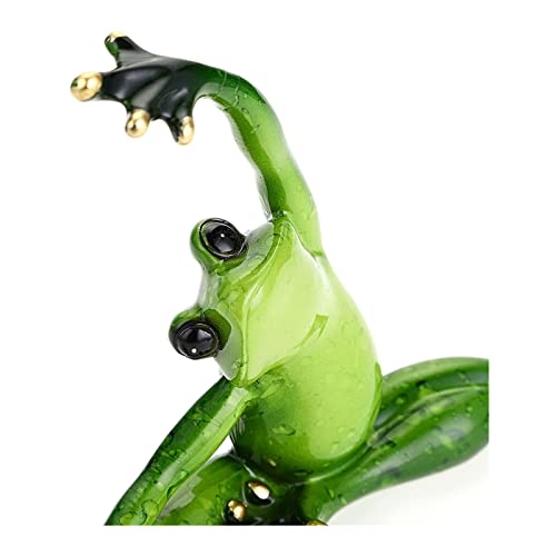 Figura decorativa rana yoga en resina para decoración miniatura 5