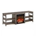 Furinno Classic 70 Inch TV Stand with Fireplace, Rustic Oak