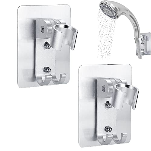 2 Pcs Accroche Douchette Orientable Support,avec à Angle Réglable Support Mural pour Pommeau de Douche,Support Pommeau Douche,Support de Baguette de Douche Réglable,pour Salle de Bain Hôtel(Argent)