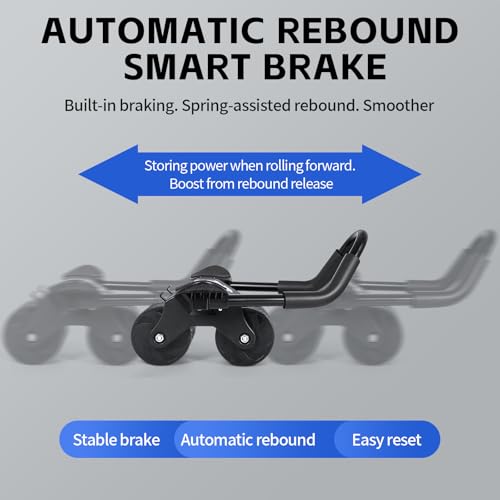 Rouleau Abdominal à Rebond Automatique,Roulette Abdominaux, Conception Antidérapante et Stable à Double Roue, Roue Abdominale Assistée,Avec Genouillère et Minuterie Magnétique,Aptitude – Image 4