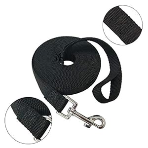 Nylon training dog leash for small medium large dogs 15ft 20ft 30ft 50ft long puppy lead for obedience recall training camping 20ft black   cucciolini doodles