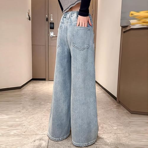 Girl Heart Print 𝐘2K Denim Pants Elastic High Waist Wide Leg Jeans Kids Straight Casual Loose Trousers with Pockets2