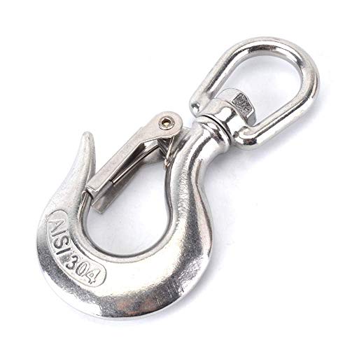 PLUSKER 304 Stainless Steel Clevis Slip Hook 1/4" American Type Swivel Eye Lifting Hoisting Chain Hooks for Rigging Accessory (SWL 350 KGS) - Thumbnail 2