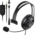 One Casque d'oreille avec Microphone pour PS5, PS4, Joso Casque d'oreille simple filaire pour Xbox, Switch, PC, iPad, Mac, tablette et téléphone avec 3.5mm Jack, Chat, Bureau Business, Coach, Gaming, Remote Work