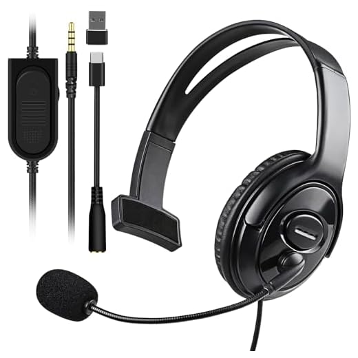 Joso Wired One Ear Headset for PS4, 3.5mm Single Ear Headphone Headset for PS5, Nintendo Switch, PC, iPad, Mac, Tablet and Phone with 3.5mm Jack, Office Business, Coach Headset, Gaming, Remote Work