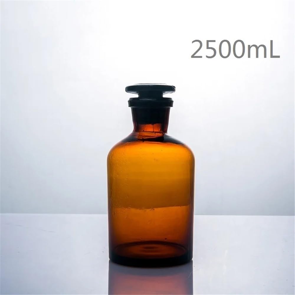 2500 ml Reagenzflasche mit schmaler Öffnung, 2,5 l, braunes Bernsteinglas mit eingeschliffenem Glasstopfen, Laborausrüstung
