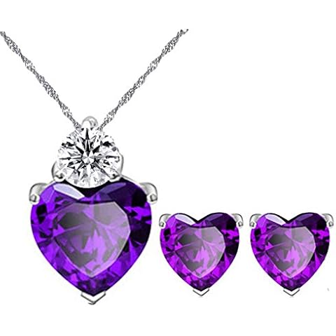 Uloveido Parure Cœur Violet Blanc Cover