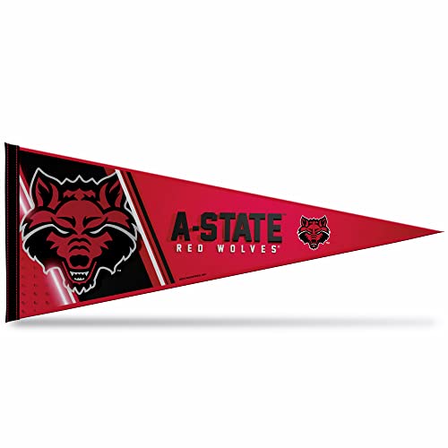 Rico Industries NCAA Arkansas State Red Wolves Primary 12" x 30" Felt Wall Décor Pennant - Great for Home/Bed Room/Man Cave Décor