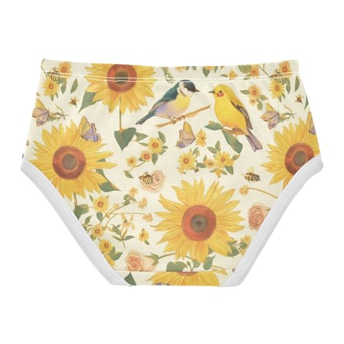 Wusikd Birds Sunflowers Girls' Underwear Cotton Bees Girls Briefs Soft Toddler Underwear 2T2