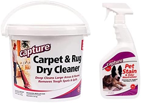 Capture Carpet & Rug Dry Cleaner 4lb Pet Stain & Odor Neutralizer 32 oz, Pet Stain Remover for Carpet, Rug, Couch, Car & Upholstery - Bundle
