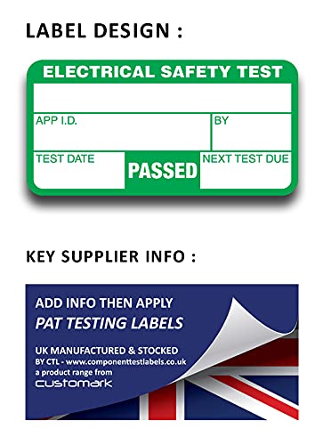 Electrical Safety Test Passed Labels - 50mm x 25mm - Price per Pack of 121 Passed Labels + 11 Free Fail Labels (P/NO. 7828107CTL) - Image 3