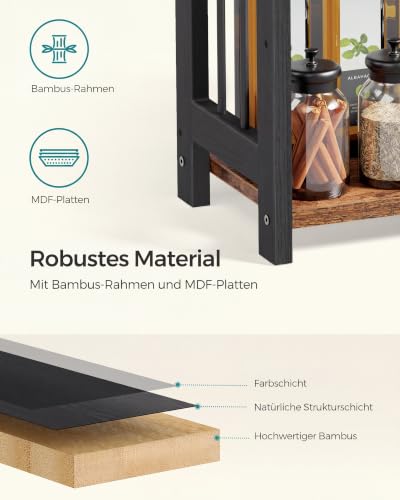 Foto von SONGMICS Gewürzregal mit 3 Ebenen, Küchenregal, Gestell aus MDF und Bambus
