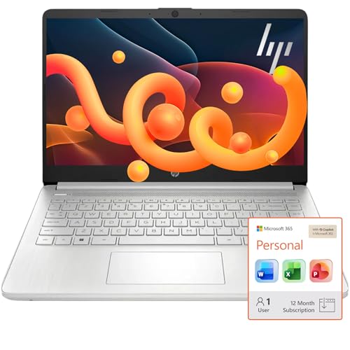 HP Ultra Slim Laptop for Students and Business | 1 Year Office 365 | Intel Quad-Core, 8GB RAM | 1.6TB Storage (1TB Cloud, 512GB External and 128GB SSD) | Windows 11 Home, no Earbuds, Silver