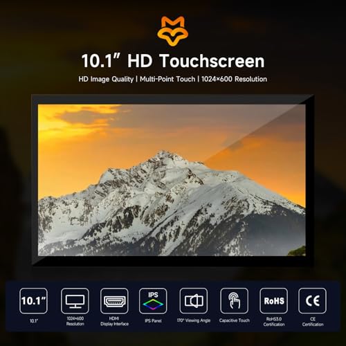 Image of KLAYERS LUCKFOX Touchscreen for Raspberry Pi,10.1inch HDMI 1024 x 600 Plug&Play Portable Monitor with Stand,10 Point Touch LCD Display with Dual-Track Speakers,Second Screen for Laptop PC