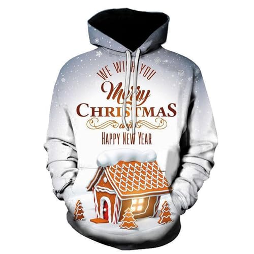 Sweat à capuche de Noël homme à manches longues le cadeau d'hiver parfait avec poche