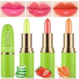ZARICS 3Pcs Aloe Vera Lipstick,Color Changing Lip Balm,Moisturizing Korean Lip Tint ,Crystal Jelly L