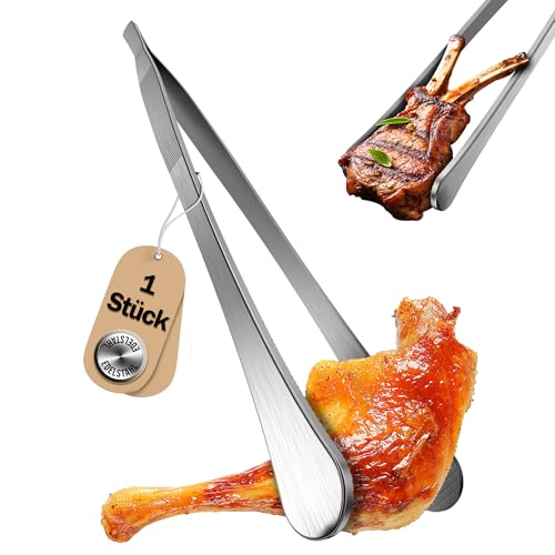 4smile Pinzetta da cucina rotonda, 1 pezzo, in acciaio inox, di alta qualità, 30 cm, pinzetta per cucina e arrosti, pratica pinzetta da cucina