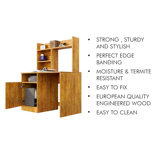 Image of Bniture Wooden Study Table for Home | Engineered Wood Study Table with Bottom Storage Shelf | Multi Purpose Computer Desk for Writing & Study | Laptop Table for Study Room & Office | Giant Wood