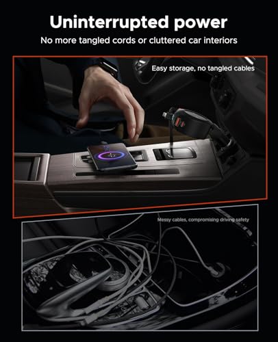 Retractable Car Charger, KOOPAO 69W 4 in 1 Fast Phone Car Charging Adapter, Multi USB C PD - image 5